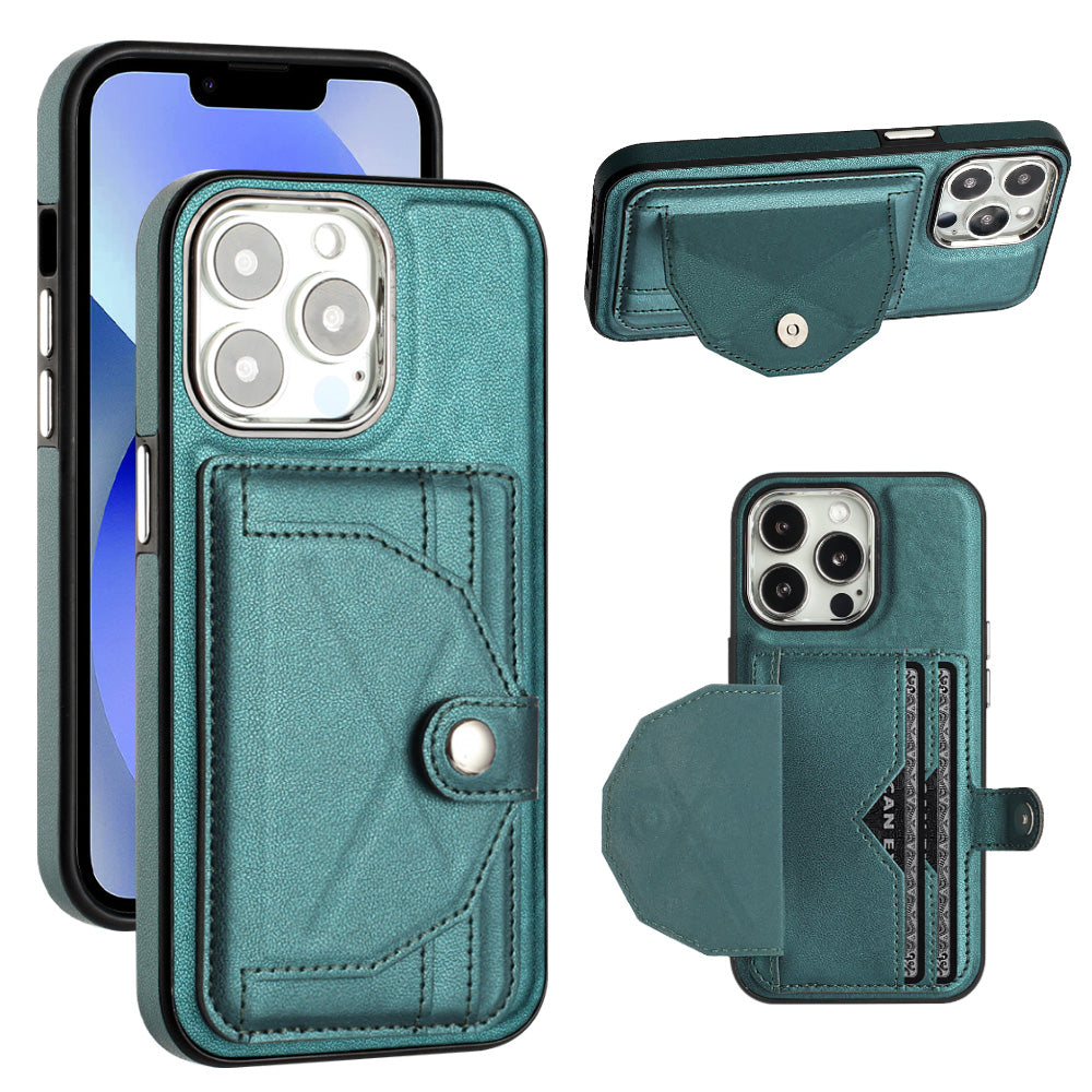 YB Lædercoating Series-4 til iPhone 13 Pro Telefon-etui Kortpladser Kickstand Læderbelagt TPU Anti-drop Cover YB Lædercoating Series-4 til iPhone 13 Pro Telefon-etui Kortpladser Kickstand Læderbelagt TPU Anti-drop Cover